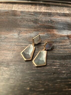 Gold Frame Iridescent Mother-of-Pearl Drop Earrings